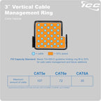 ICC 3” Metal Cable Management Ring, Vertical, Rack or Wall Mount, Pack of 10 – Cable Organizer for Network Racks and Wiring Systems