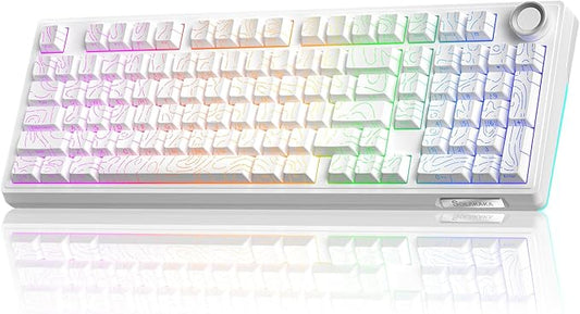 KI99 Pro 96% Wireless Mechanical Keyboard, RGB Gaming Keyboard, Hot-Swappable Pre-Lubed Switches, Gasket Structure Creamy Keyboards for Gamer/PC/Laptop (White)
