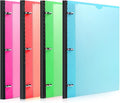 MAKHISTORY Telescoping 3 Ring Binder-4PCS, Flexible Binder with Customized Front Cover+Clear Catalog Pocket+3 Round Rings, Flat Writing Binder, 4 Bright Colors