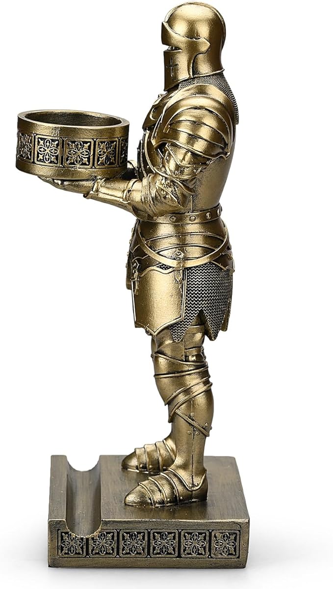 King's Guard Standup Knight Candlestick Holders Resin TeaLight Holder Warrior Mobile Phone Stand Pen Holder Candle Holder for Restaurant, Altar, Home Table(Bronze)