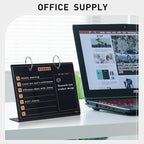 Desktop Glass Dry Erase & Acrylic Aesthetic Desk Calendar Weekly to-do List Combo, Small Magnetic Standing Whiteboard, Desk Flip Easel Calendar with Accessories for Home Office Supply, Black, 9 x 7''
