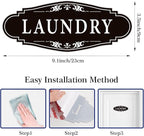 Laundry Room Door Sign for Business and Home，Self-adhesive Waterproof Cute Laundry Room Door Sticker Decals for House, Apartment, Hotel Laundromat Decor（Black）