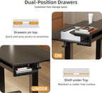 Claiks Electric Standing Desk with 2 Drawers, Adjustable Standing Desks with Storage, Height Adjustable Stand up Desk for Home Office with 2 Hooks,55 Inch Black