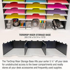 Desktop Organizer 12 Letter Tray Sorter Plus Riser Storage Base & 3 Storage Drawers - Ultimate Office TierDrop Desktop Organizer Stores All of Your Documents & Supplies in One Compact Modular System