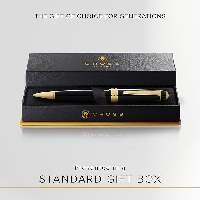 Cross Bailey Light Refillable Ballpoint Pen Presented in a Everyday Gift Box - Medium Point, Black Ink, Polished Black