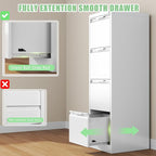 4-Drawer File Cabinet with Lock,Metal Vertical Filing Cabinets for Home Office,Under Desk File Cabinets for Letter/Legal/A4 Size Files,Easy Assemble