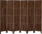 Leesinwing Wood Room Divider 6 Panel Folding Privacy Screen, Classic 5.6Ft Indoor Wooden Partition, Portable Partition Wall Divider for Room Separation, Home, Office, Bedroom, Restaurant (Brown)