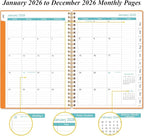 2026 Planner - Planner 2026 from January 2026 - December 2026, Weekly & Monthly Planner Spiral Bound with 12 Monthly Tabs, Inner Pocket, 6.4" x 8.5", Orange-E
