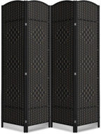Cocosica 4 Panel Room Divider,6Ft Folding Privacy Screen,Tall - Extra Wide Foldable Panel Partition Wall Divider with Diamond Double-Weaved Hand-Woven Design Room Screen Divider（Black）