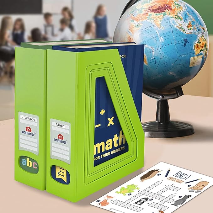 Acrimet Magazine File Holder, Durable Rack, Space-Saving Organizer (Plastic) (Green Citrus Color) (2 Pack)