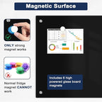 Black Dry Erase Board, 6' x 4' Magnetic Glass Whiteboard for Wall,72" x 48" Large Black Glass Magnetic Board with 1 Marker Tray and 10 Magnets for Office, Home, Classroom