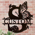 Personalized Custom Letter Name metal Signs,Custom Black Letter Monogram Wall Art Decor,Metal Signs Plaques Outdoor wall Decorative Signage (S)