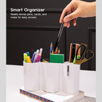AonT Design Small Desk Organizer - White Pen Tray & Holder (Multi-Compartment) (Made in Korea) – Modern Office Storage Supplies Organizer and Aesthetic Decor for Accessories
