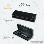 FANSTIK, Customized Fountain pen with name (MADE IN USA), stainless steel, black and gold, luxury engraved pen personalized for men and for women. (Fountain Black-Gold)