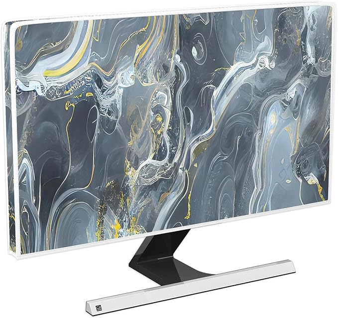Baocicco Gray Gold Marble Waterproof 37, 38, 39 Inch TV Dust Cover Anti-Static Dustproof Protective Aesthetic Texture Screen TV Covers Full Body Cover for Television Screen Desktop PC LED LCD OLED