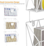 CADUKE 6 Pack Hanging Wall File Organizer Mesh Folder Holder Mail Magazine Organizer Wall Mounted with Hooks & Label Panels for Office Home, White