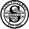 Custom Last Name Sign Personalized Family Name Sign Monogram Wall Decor Personalized Metal Sign Initial Split Letter Monogram Sign Custom Name Sign Personalized Wedding Gift