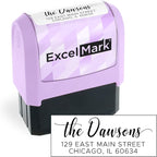 ExcelMark Address Stamp - Custom Return Address Stamp with Elegant Designs, Vibrant Colors & Patterns – Perfect for Mail, Invitations & Gifts (Violet Mount, Signature Script)