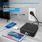 Surge Protector Power Strip 15 ft Cord,Long Power Strip with 4 Widely Outlets, Thin Extension Cord with 3 USB Ports(1 USB C Port),Slim Desk Charging Station,Black(2 Pack)