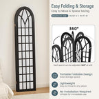 Aletheiawu Room Divider and Folding Privacy Screen, 6 Panel Japanese Shoji Style Room Divider, Partition Divider for Room Separation, Portable Decoration Screen for Home Office Restaurant - Black