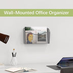 EasyPAG Single Pocket Wall File Organizer, Mesh Hanging File Folder Organizer for Letter/A4 Size Folders, Wall Mounted Vertical Mail Holder for Paperwork, Office, Home, School, Silver