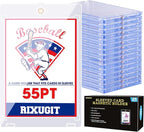 25-Pack Sleeved Magnetic Card Holders - 55pt One Touch Card Case, with 2.63"x3.7" Larger Inner Dimension, First Insert Card into Soft Card Sleeve, Then Place into Card Holder for Double Protection
