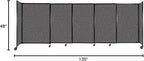 Versare Straightwall Sliding Portable Wall Partition | Freestanding Office Dividers | Locking Wheels | Temporary Room Separator | 11'3'' Wide x 4' Tall Charcoal Gray Fabric Panels