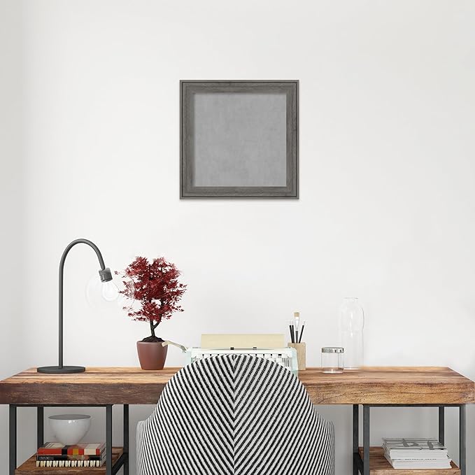 Amanti Art Grey Framed Magnetic Board 15x15 X-Small Vision Board for use with Magnets, 100% Metal Sheet to Display Items as Office Decor or for Home Organization in mudroom, Kitchen or Kids Room