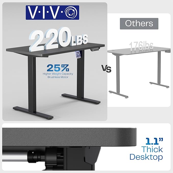 VIVO Electric 43 x 24 in Standing Desk, Memory Height Adjustment, 1B Series, Holds 220 lbs, One-Piece Dark Walnut Top, Gray Frame, DESK-KIT-1G4D