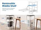 GEORIS 3 Tier Metal Printer Stand Shelf, White Side Table for Printer, Fax Marchine