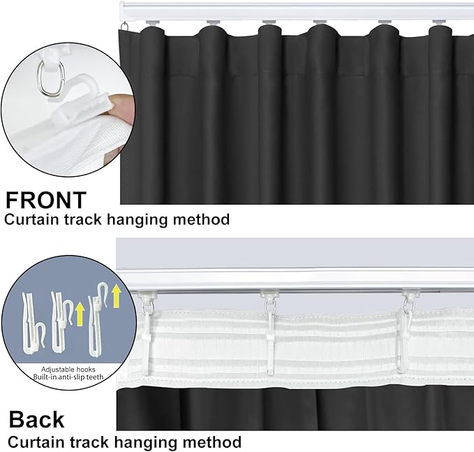 Cbsroro Room Divider Blackout Curtain Track Curtains Wall Dividers Panels Screen for Living Rooms Bedroom Office Privacy Partition Separation, W100 × L96 Inch,1 Panel, Black