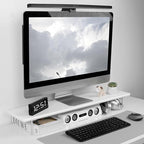 ROCDEER Bamboo Monitor Stand Riser with Acrylic Legs for Desk, 31.5 Inches Desktop Shelf Supports for PC Computer Monitor, Laptops, Printer, Speakers (White)