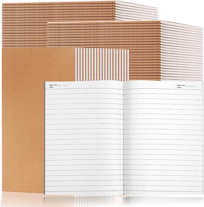 60 Pack Lined Kraft Notebooks Bulk, A5 Blank Paper Journal Notebooks for Office Work, 8.3x5.5inch Kraft Composition Notebook for School Student, 60 Pages