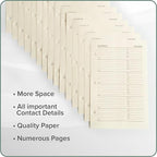 Gallery Leather Address Book Refill Replacement Pages - 3 Ring 5.5 x 8 Size, 15 Sheets, 30 Pages for 180 Entries, Quick and Easy Contact Storage and Updates