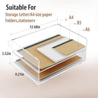 2 Pack Acrylic Paper Tray Organizer for Desk Clear File Organizer,Acrylic Desk Organizers and Accessories Sorter,Perfect for File Paper, Ipad, Letter, A4 Office File, Books, Notes.