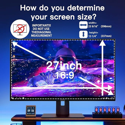 2 Pack Magnetic Hanging Computer Privacy Screen 27 Inch for 16:9 Widescreen Monitor, Removable Privacy Screen Anti Glare Blue Light Computer Screen Privacy Shield, Anti-Scratch 27 in Protector Film