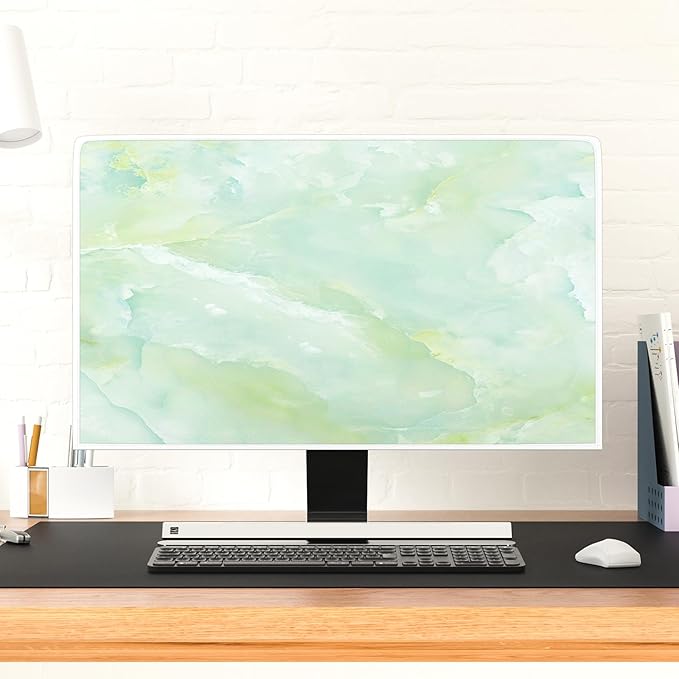 Baocicco Sage Green Marble Waterproof TV Dust Cover 37, 38, 39 Inch Anti-Static Dustproof Abstract Creative Desige Television Accessories TV LCD Screen Texture TV Decoration for Tablet