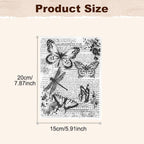 UCEC Retro Butterfly Vintage Stamps for Crafting, Clear Stamps for Card Making, Silicone Clear Travel Stamp for Journals DIY Scrapbooking Journal Home Decoration, 7.87x5.91inch, 1 Sheet