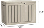 Yardgrace 45 Gallon Patio Storage Box - Waterproof Deck Box for Outdoor Toys, Space-Saving Resin Chest with Lock for Cushions & Pool Gear, UV-Resistant, Ash Grey