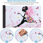 iCasso Extended Gaming Mouse Pad (35.4x15.7 in), Large 3mm Non-Slip Rubber Base Mousepad with Stitched Edges, Waterproof Keyboard Mouse Mat Desk Pad for Work, Game, Office, Home - Butterfly Girl