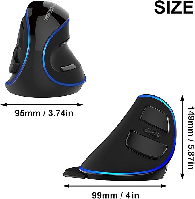 J-Tech Digital Wired Ergonomic Vertical USB Mouse with Adjustable Sensitivity (600/1000/1600 DPI), Scroll Endurance, Removable Palm Rest & Thumb Buttons [V628]