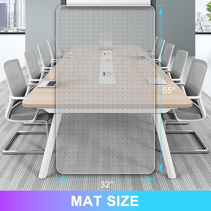 Vicwe Office Chair Mat for Carpet, 32'' x 55'' Computer Desk Chair Mat for Carpeted Floors, Easy Rolling Hard Mat for Office Chair on Carpets, Anti-Slip Carpet Protector Mat Clear,Ship Flat