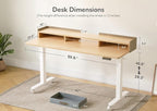 Claiks Standing Desk with Drawers, Adjustable Stand Up Electric Standing Desk Adjustable Height with Storage Shelf and Splice Board, 59 Inch, Natural