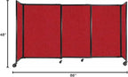 Versare Straightwall Sliding Portable Wall Partition | Freestanding Office Dividers | Locking Wheels | Temporary Room Separator | 7'2'' Wide x 4' Tall Red Fabric Panels