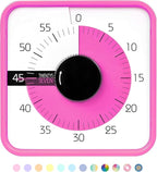 TWENTY5 SEVEN Countdown Timer 7.5 inch; 60 Minute 1 Hour Visual Timer – Classroom Teaching Tool Office Meeting, Mechanical Countdown Clock for Kids Exam Time Management Magnetic, Pink