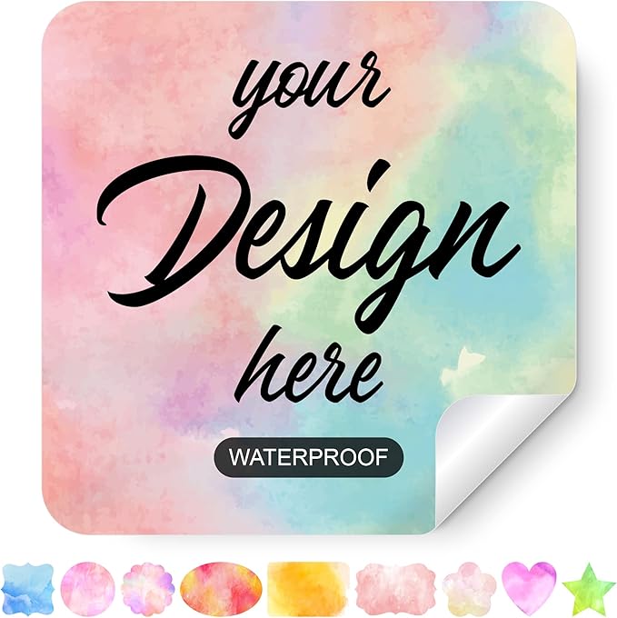 Custom Personalized Labels - Square 4"x4" Stickers With Any Design, Image, Logo, Text for Business, Thank You Labels (100 Count)