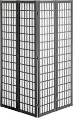 VEVOR Room Divider, 4 Panel Japanese Room Divider, Wood Folding Privacy Screen Indoor, Partition Dividers Portable Decoration Screens, for Room Separation Home Office Restaurant & Bedroom(Black)