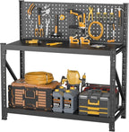 5 Sets Storage Shelves with Pegboard,Heavy Duty Garage Shelving Units and Storage,Metal Shelving Adjustable Shelves,Garage Storage Rack,Industrial Utility Shelf For Kitchen,Pantry 47.2"H*33.46"W*18"D