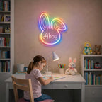 Sparklove Custom Bunny Neon Signs, Gifts for Easter, Customize LED Neon Name Sign for Teen Girl Boys Wall Room Decor, Personalized Rabbit Neon Sign Light Signs for Home Decor