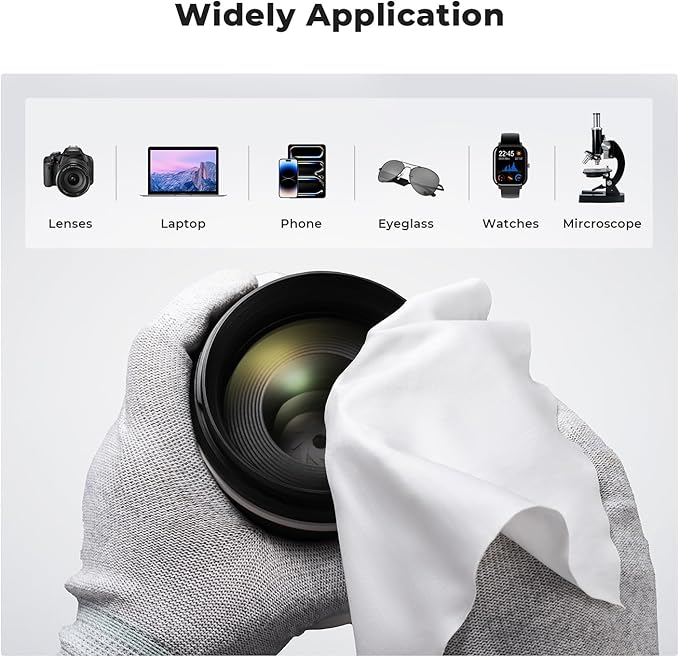 K&F Concept 10 Pack Microfiber Cleaning Cloths，Washable Reusable 6x6in Vacuum Wrapped Lint Free Glasses Cloth for Glasses, Lens, Screens & More